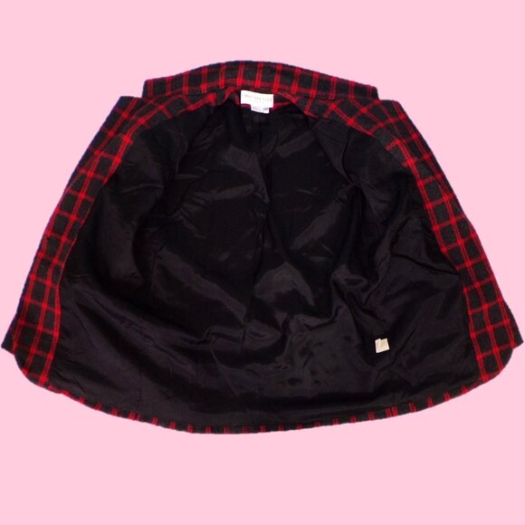 CROSS COUNTRY FASHIONS size 12P black/red plaid blazer acrylic/wool/polyester - Picture 12 of 14
